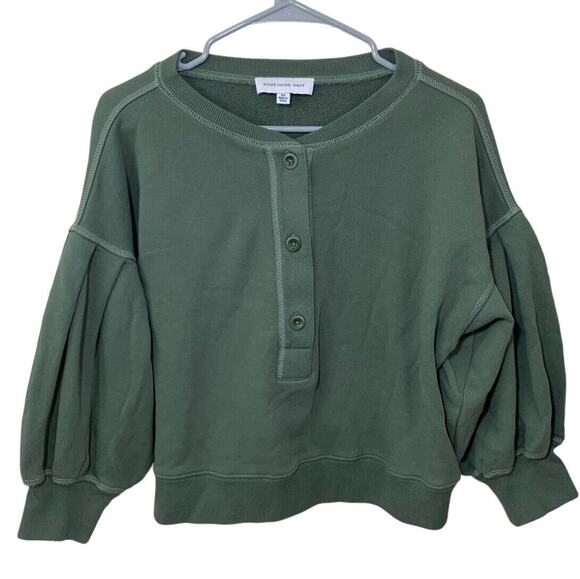 Something Navy Tops - Something Navy Greta Henley Olive Sweatshirt Women's Size XS Bell Sleeves Boho